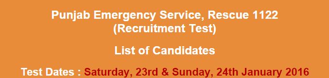 Rescue 1122 Short List of Candidates