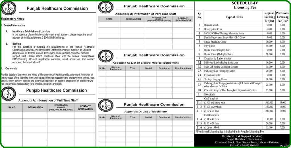 Punjab healthcare commission Download Forms