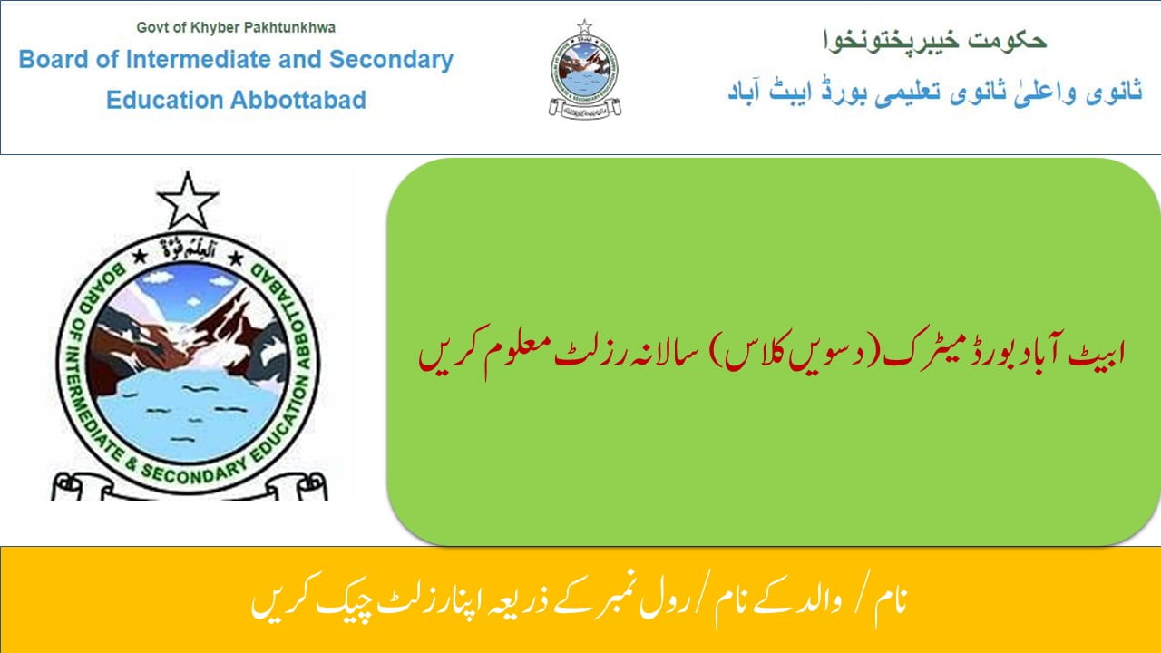 BISE Abbottabad Matric(10th Class) Annual Result 2020
