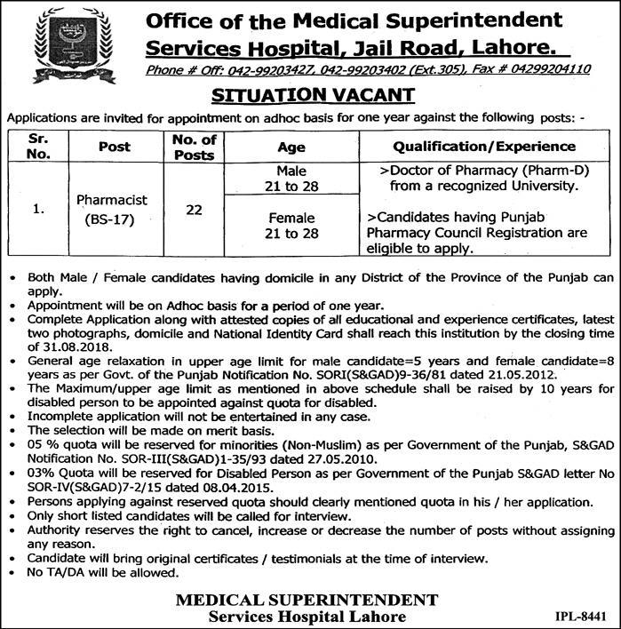 services hospital lahore jobs