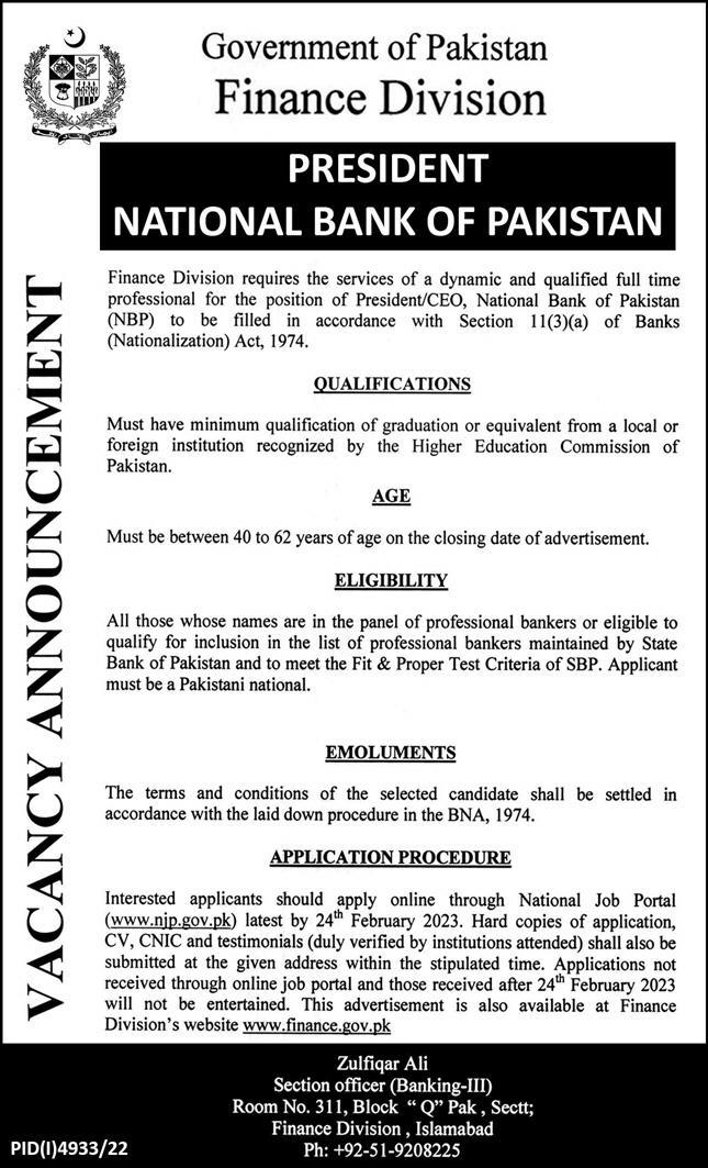Finance Division Islamabad Jobs 2023