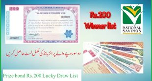prize bond result draw 200