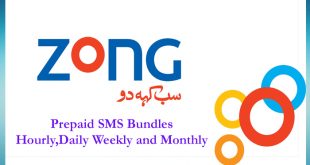 Zong SMS Package Hourly, Daily, Weekly, Monthly offer 2020