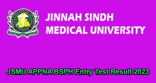 JSMU APPNA BSPH Entry Test Result 2023