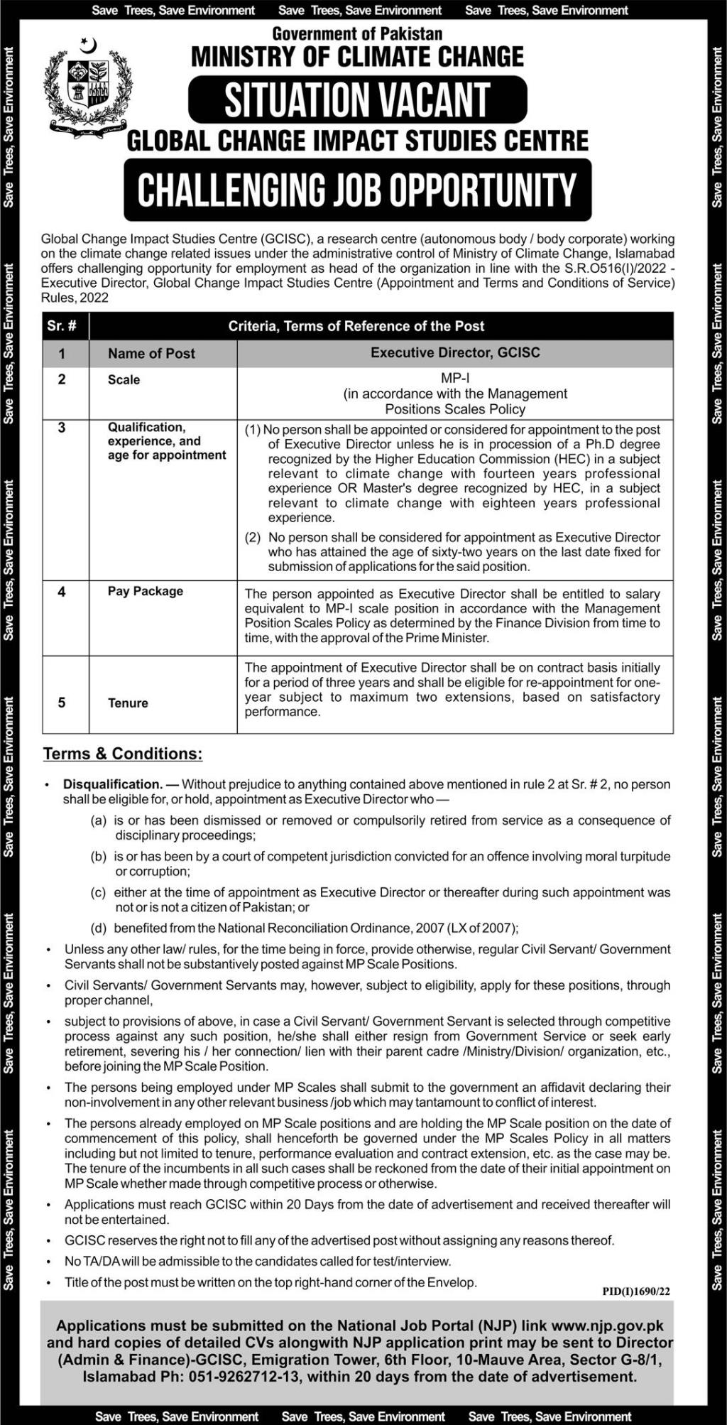 Ministry of Climate Change(MOCC) Jobs 2022