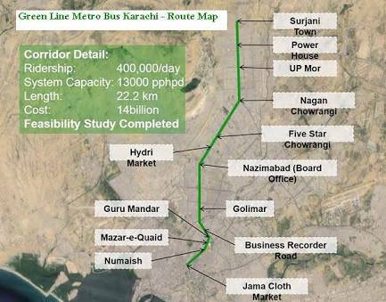 Green Line Metro Bus Karachi Route Map 