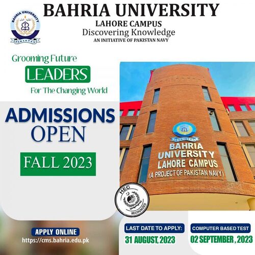 Bahria University Lahore Campus Admission Fall 2023