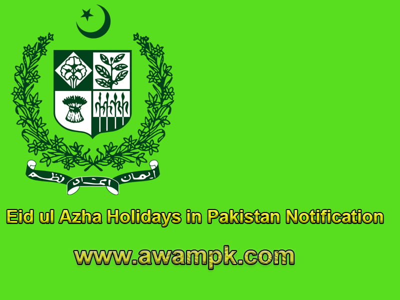 Eid ul Azha Holidays in Pakistan Notification