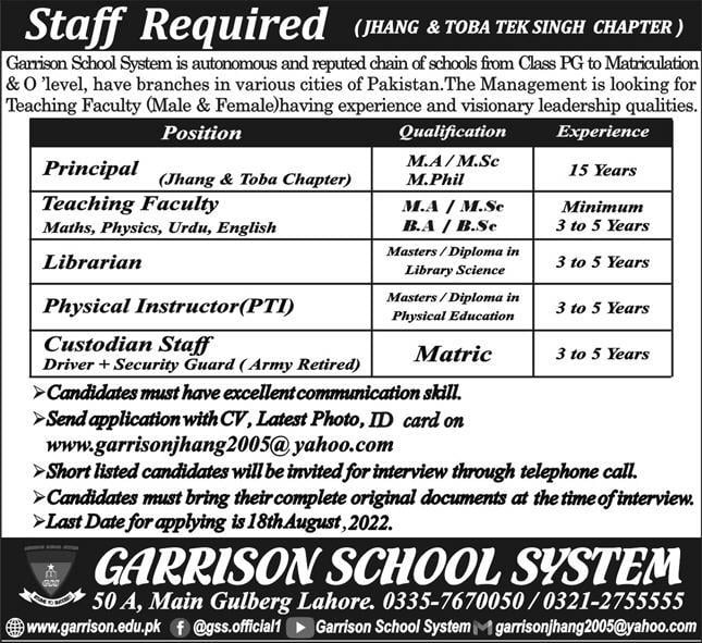 Garrison School System Jobs 2022