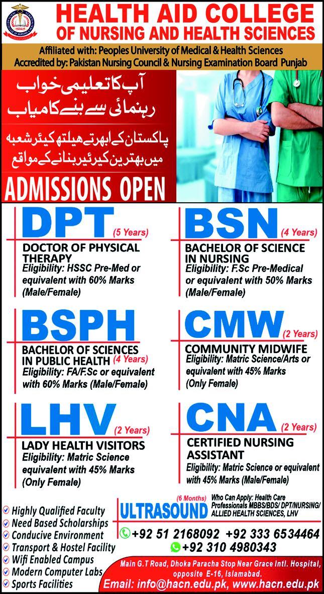 HEALTH AID COLLEGE OF NURSING AND HEALTH SCIENCES ADMISSION