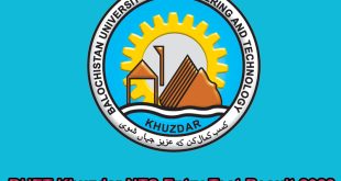 BUET Khuzdar NTS Entry Test Result 2023