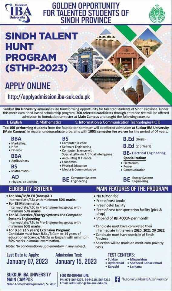 Sindh Talent Hunt Program (STHP-2023)Online Apply