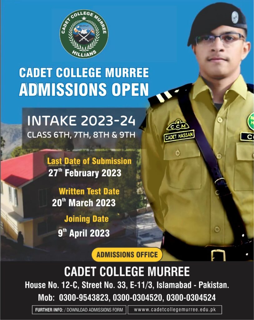 Cadet College Murree Admission 2023
