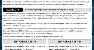 B.SC. Engineering and Non-engineering Programmes in all Public and Private Sector Engineering Universities/Colleges of Pakistan Advertisement 