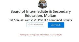 BISE Multan HSSC Part-I & II annual Result 2023